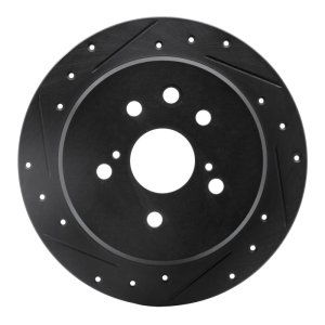 Lexus IS250 Brake Rotor (1) - Rear Left - R1 Concepts - Drilled & Slotted - Black - `06-`15
